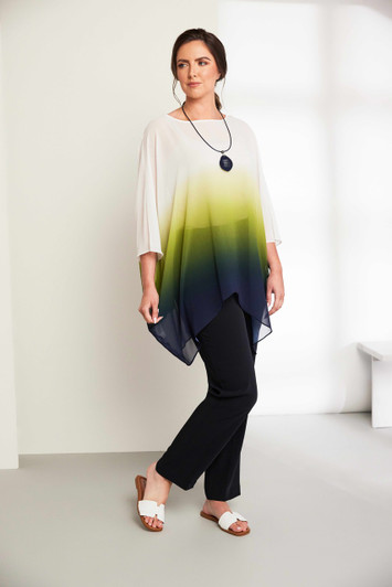 ORA Clothing ORS26132 Tie dyed tunic top with dipped hemline Kiwi