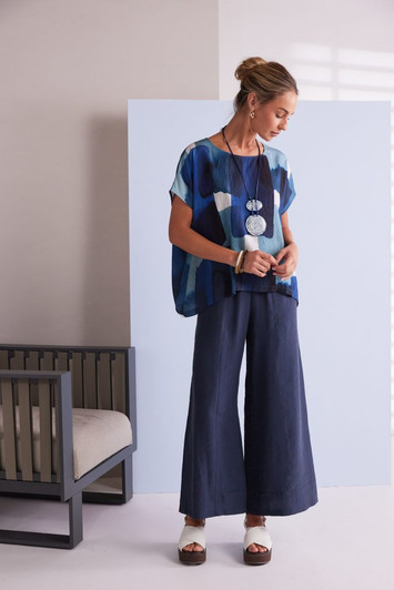 NAYA NPA26272 Denim-Look Wide-Leg Trousers with Pockets