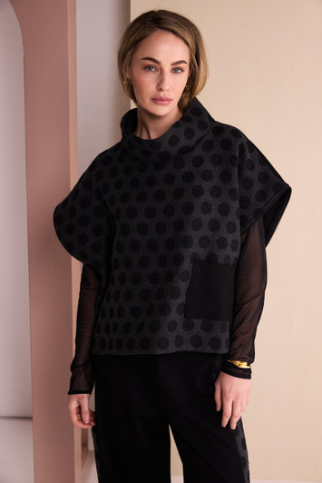 NAYA NAW26311 Spot Jaquard Top With Pocket And Side Zip