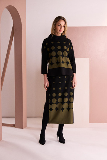 NAYA NAW26266 Spot Border Print Pull Up Skirt