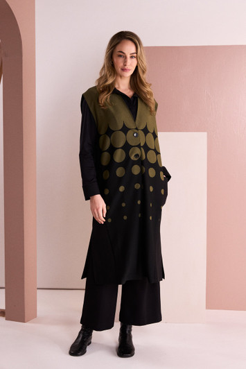 NAYA NAW26267 Spot Border Print Long Line Waistcoat