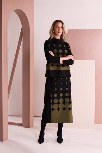NAYA NAW26265 Spot Border Print High Neck Top