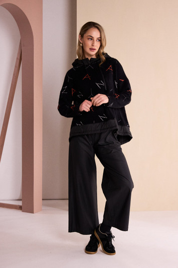 NAYA NAW26231 Print Jaquard Top With Contrast Hood And Hemline