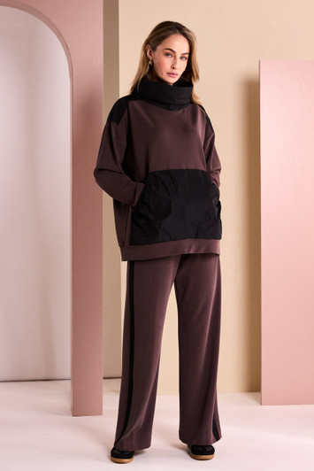 NAYA NAW26306 Wide Leg Pull Up Trouser With Contrast Panel