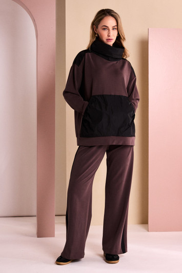 NAYA NAW26306 Wide Leg Pull Up Trouser With Contrast Panel