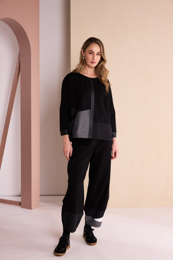 NAYA NAW26173 Shaped Hem Trouser With Color Inset