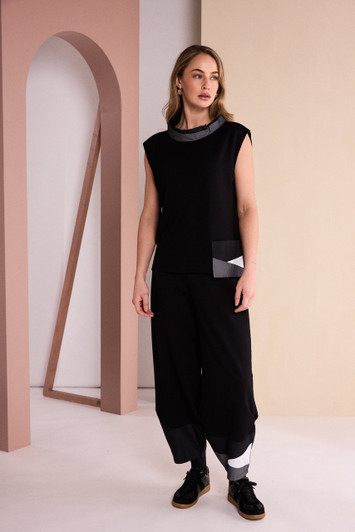 NAYA NAW26173 Shaped Hem Trouser With Color Inset