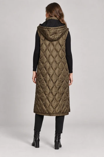 NAYA NAW26353 Long Quilted Waistcoat With Zip Pocket