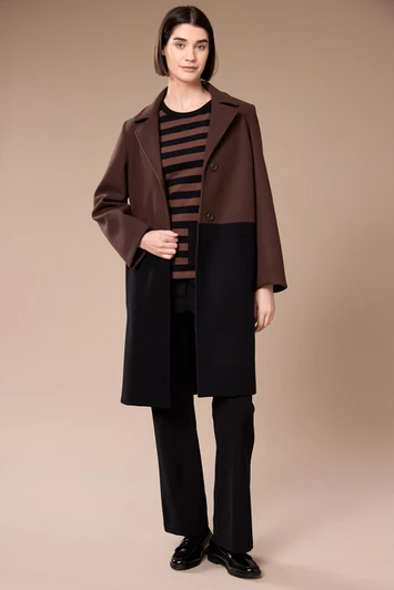 W26116 COLOUR BLOCK JACKET BROWN/BLACK