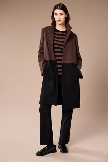 W26116 COLOUR BLOCK JACKET BROWN/BLACK