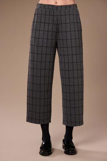 W26140 GRID PRINT TROUSER GREY