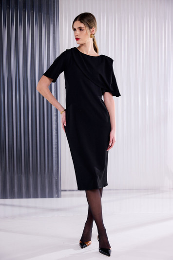 KATE COOPER KCAW26102 Shawl Neckline Dress With Short Sleeve