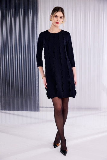 KATE COOPER KCAW26135 Round Neck Dress With Scallop Frill At Front