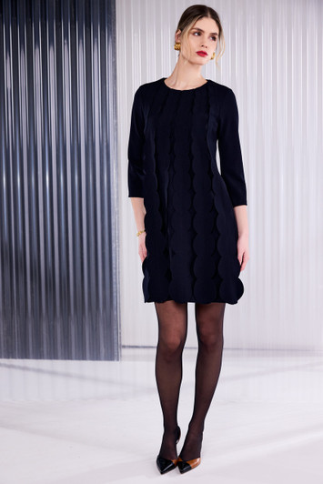 KATE COOPER KCAW26135 Round Neck Dress With Scallop Frill At Front