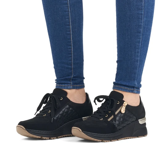 RIEKER N6314-00 Wedge Shoe with lace Black  Black