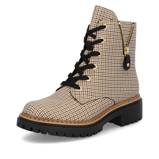 Rieker 72617-60 – Women's Houndstooth Lace-Up Boots