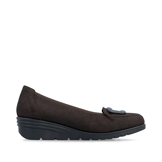 Rieker L5362-25 Nougat leather comfort slip-on shoe with cushioned footbed and everyday styling