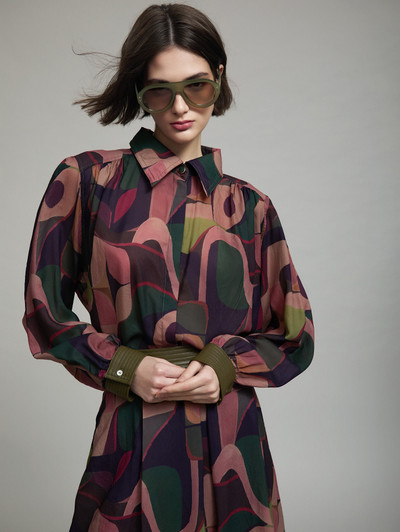 Skatie S05B157WND Printed shirt faux-leather cuffs