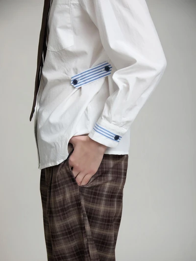 Skatie S202B04WHT Poplin striped details shirt