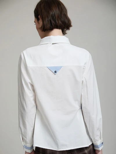 Skatie S202B04WHT Poplin striped details shirt