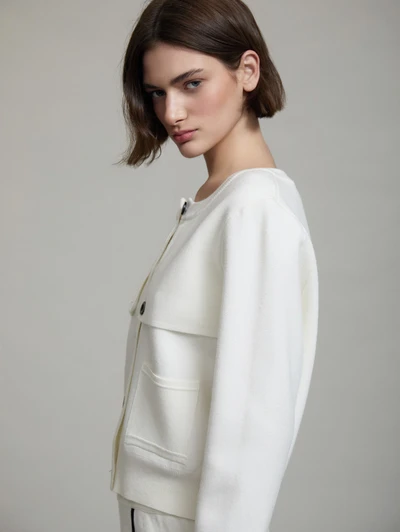 Skatie S97J01IVY Knit jacket with button contrast
