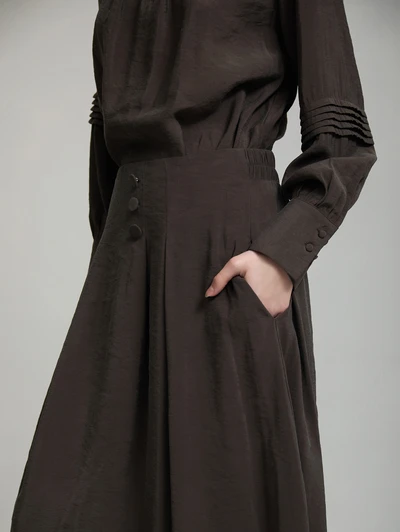 Skatie S102F04MOL Midi skirt with covered buttons