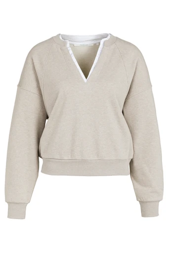 YAYA Sweatshirt with V-neck and woven collar