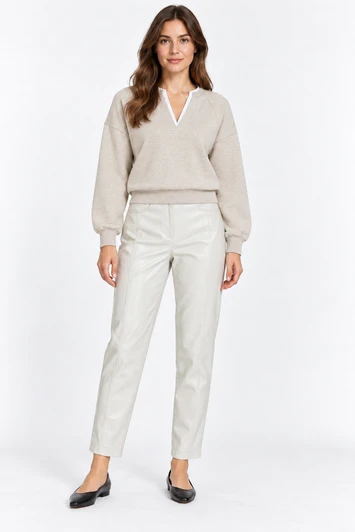 YAYA Sweatshirt with V-neck and woven collar