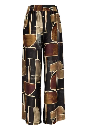ORA Clothing ORW26105 Print Pull Up Trouser With Elasticated Waist