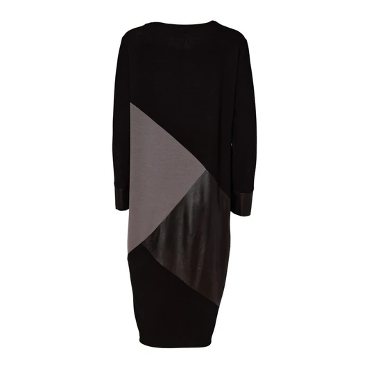 ORA Clothing ORW26118 Round Neck Dress With Contrast Angle Panels At Front