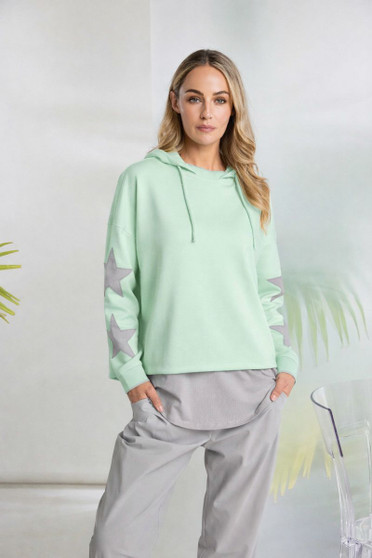 NAYA NAS26214 Hooded top with contrast cuff and front neckline Mint  54