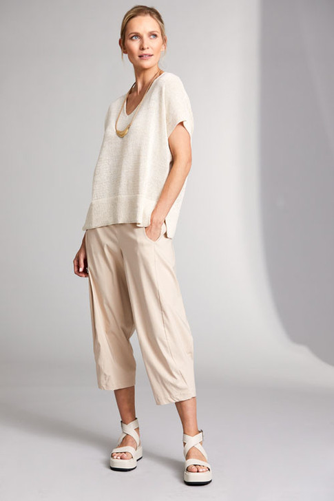 Peruzzi S23159 METALLIC V NECK KNIT SAND