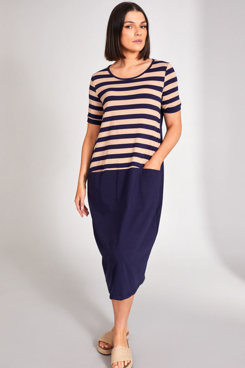 Peruzzi S24146 STRIPE DRESS NAVY (64)