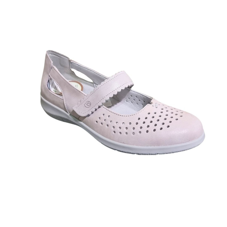 Suave Jillian Mary Jane style flat shoe with velcro strap Cream