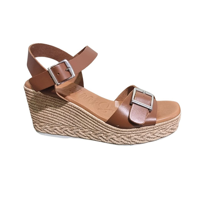 Oh My Sandals 5459 Tan Leather Wedge
