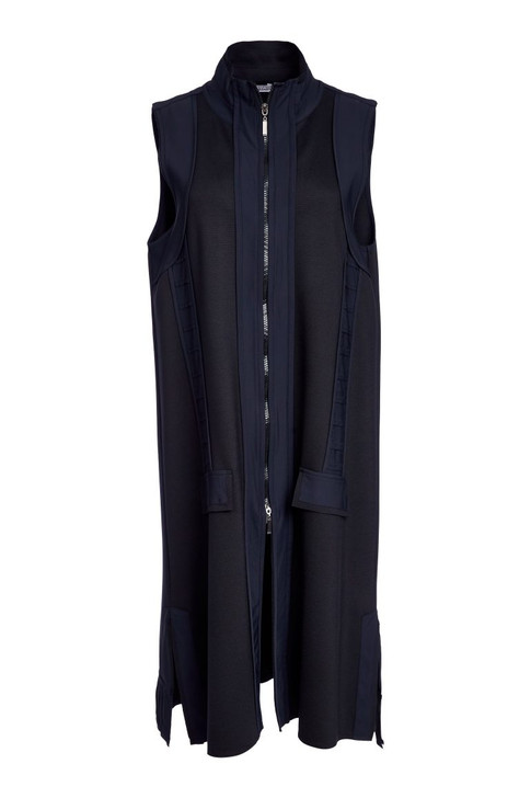Naya NAW25136 long line waistcoat with contrast panels and side slit Black  09