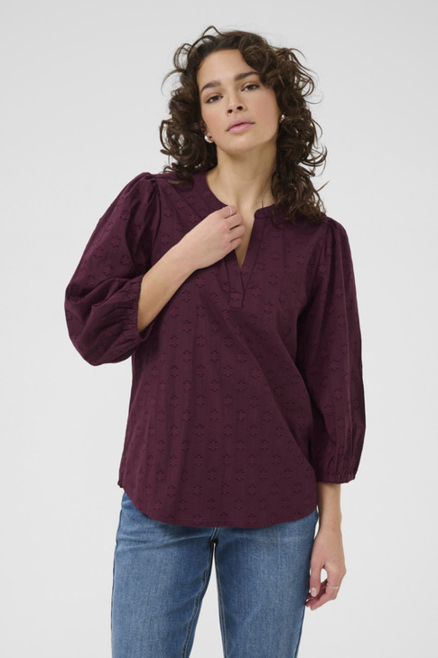 Kaffe 10510755 KAenya Blouse 3/4 SL W indsor W ine