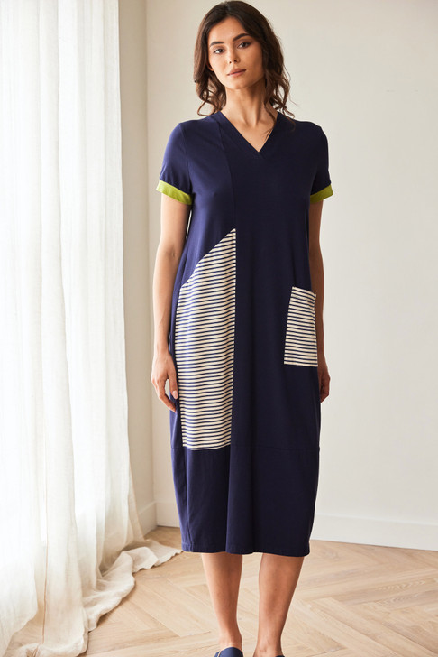 PERUZZI S26143 STRIPE DRESS NAVY