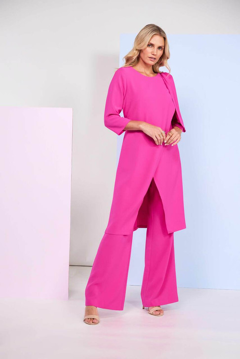 Kate Cooper KCS26151 Round neck tunic top with shoulder bow detail Hot Pink (49)