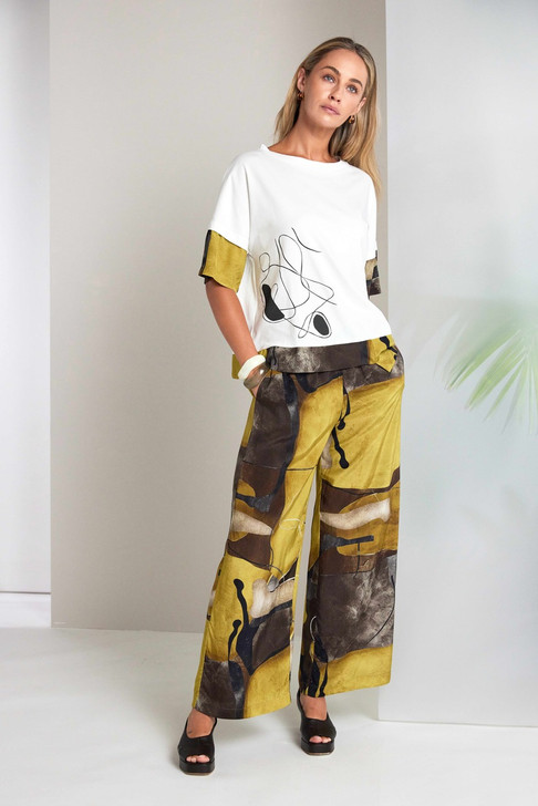 NAYA NAS26274 Wide leg print pull up trouser Oasis 35