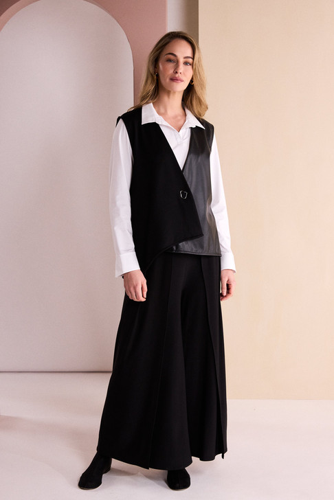 NAYA NAW26186 Waistcoat With Leatherette Panel And Trim Detail At Front