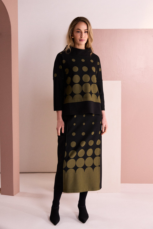 NAYA NAW26266 Spot Border Print Pull Up Skirt