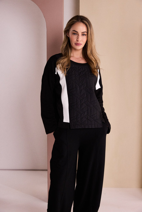 NAYA NAW26169 Round Neck Top With Contrast Bands