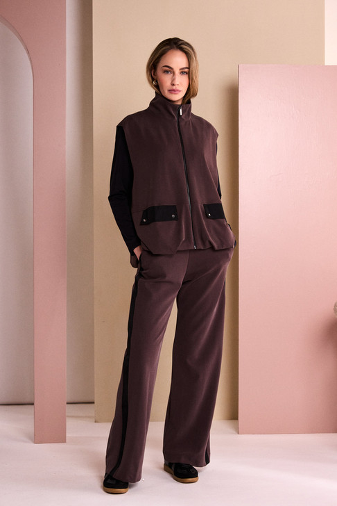 NAYA NAW26305 Puff Ball Hem Zip Waistcoat With Contrast Pockets