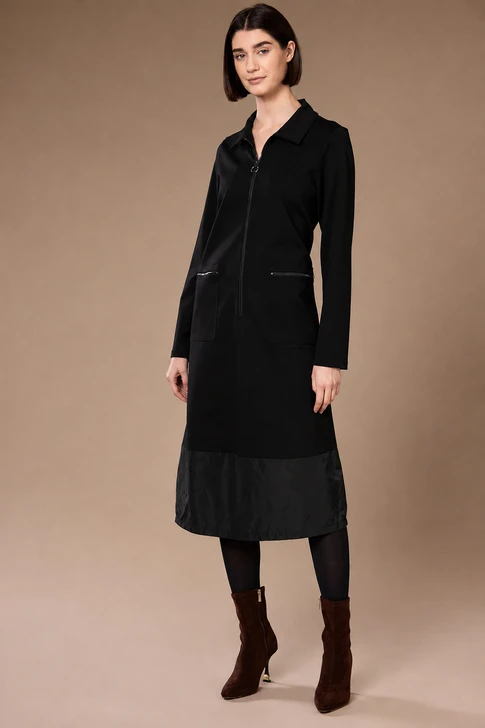 W26168 ZIP FRONT DRESS BLACK