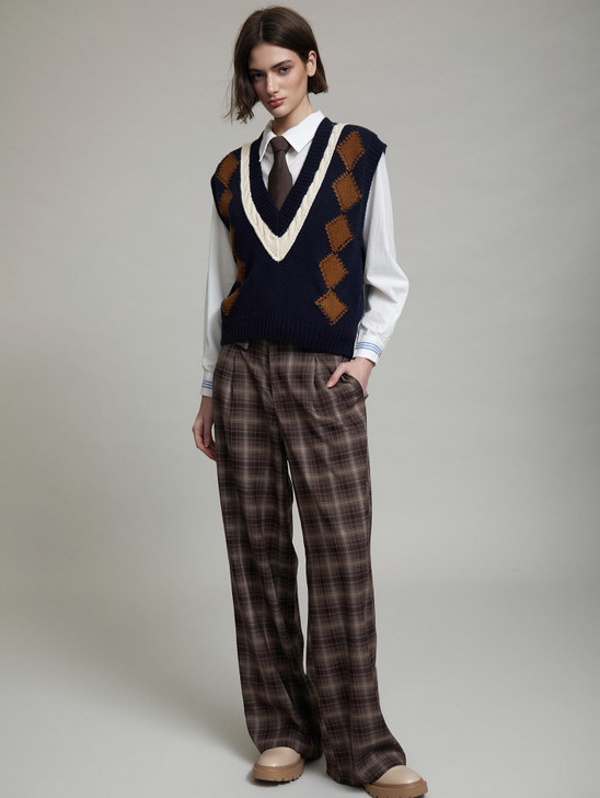 Skatie S70K10BLE Argyle knit vest