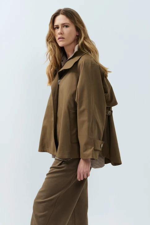 YAYA Long faux suede coat detachable collar