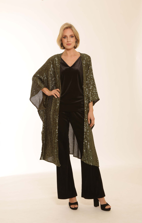 Pomodoro 62353 Sequin Kimono Green