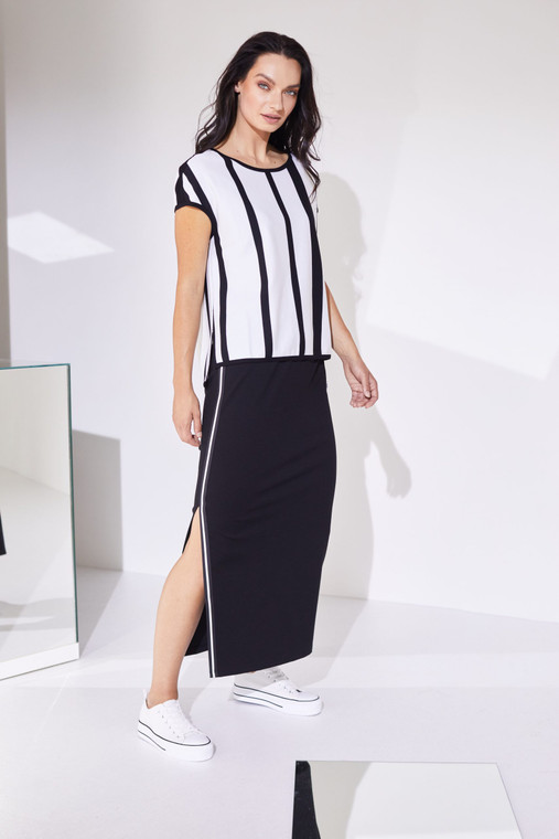 Naya NAS24369 Stripped round neck top 901 (White)