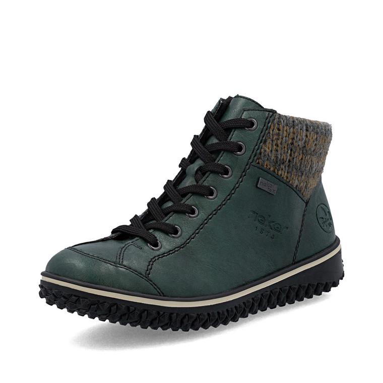 Rieker Z4243-55 – Green Lace-Up Ankle Boots